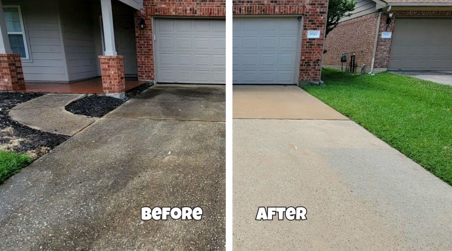 Driveway cleaning before and after